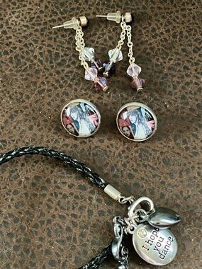 Taylor Swift “Eras Tour” Earrings &I Hope You Dance Black Braided Charm Bracelet